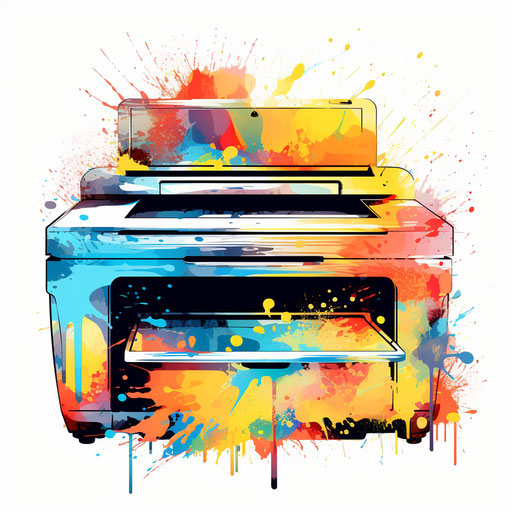 Illustration of a printer in the style of Impressionistic Art