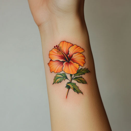 Hibiscus flower tattoo on Pure White Background