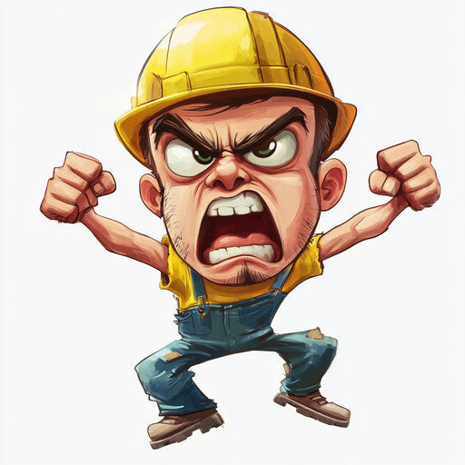 Humorous caricature of a floating under construction caricature