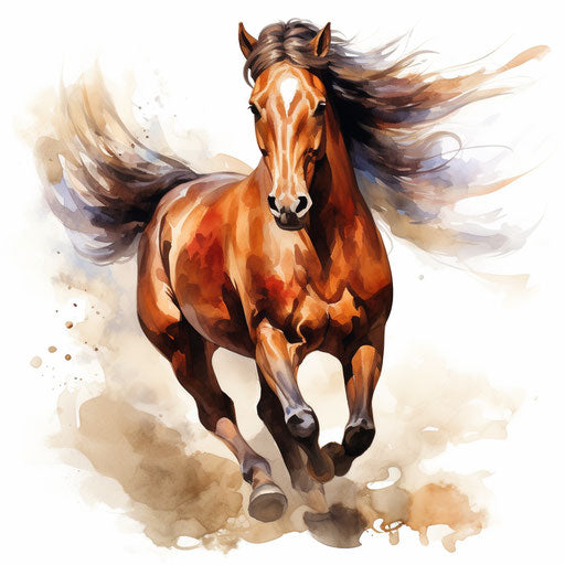 Horse in oil painting style on white background