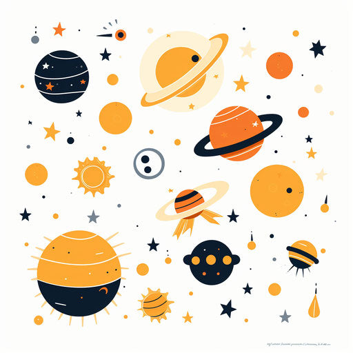 Minimalist space illustration on white background