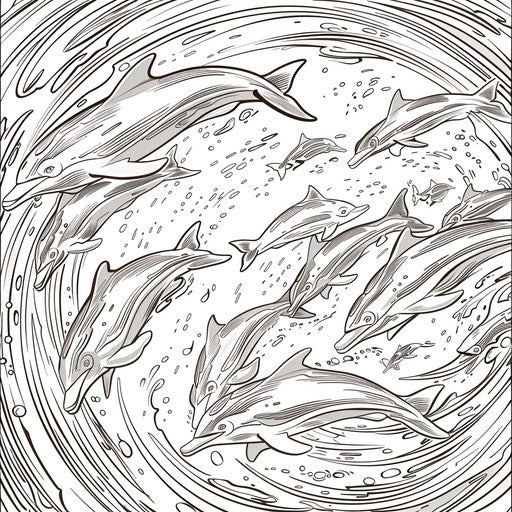 Anime-style dolphins with magical elements in the style of Mamoru Hosoda