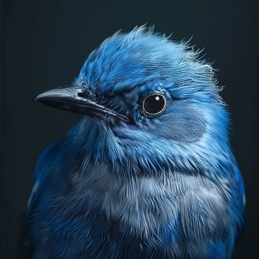 Bluebird in a detailed and dramatic studio portrait