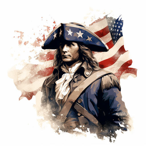 Patriotic clip art in the style of Chiaroscuro Art, on a white background