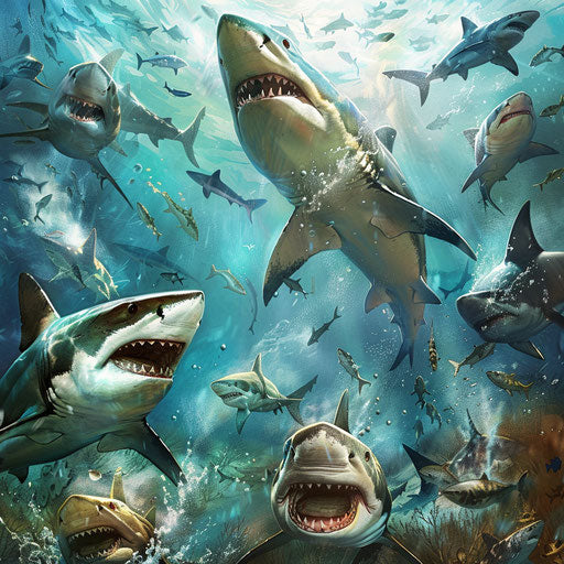 Group of sharks in their natural habitat