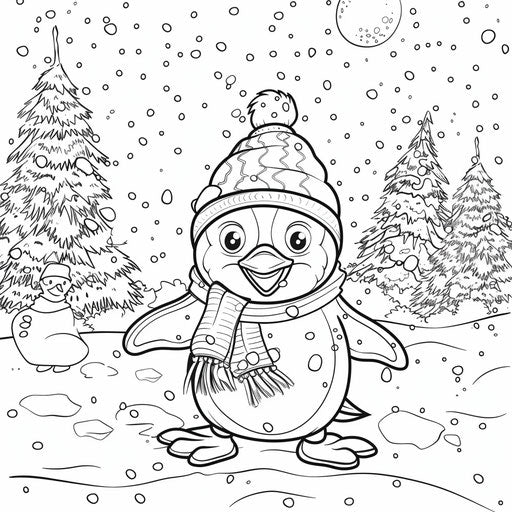 Adorable penguin in a snowy landscape