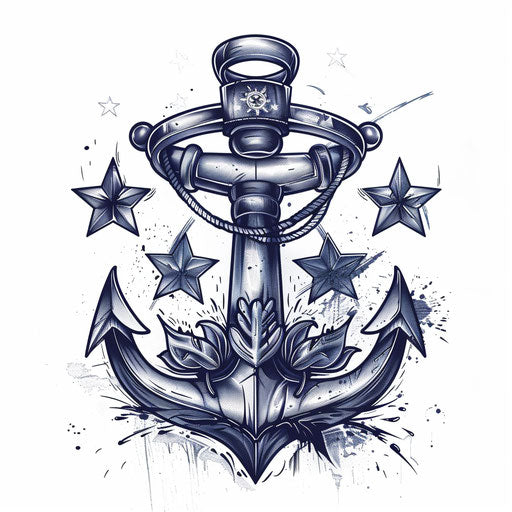 Navy tattoo: officer badge and stars