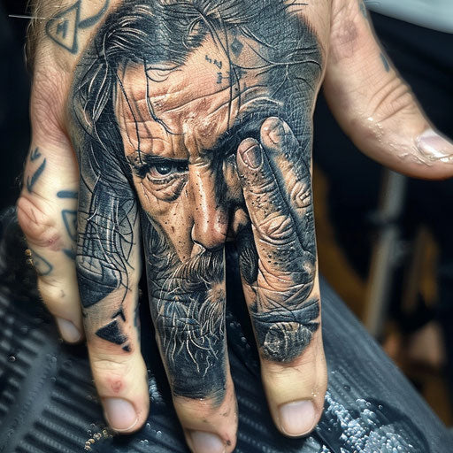 Ring finger tattoos with epic fantasy, in the style of Peter Jackson