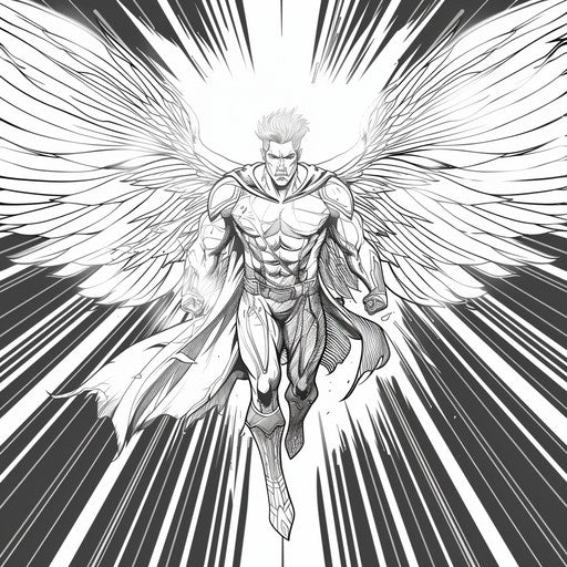 Fantasy superhero with wings and magical powers