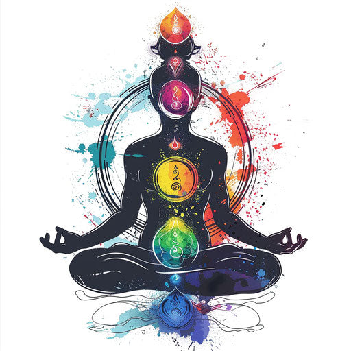 Inspired tattoo sketch of a yogi with aura and energy lines radiating outward