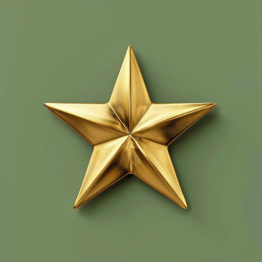 Realistic gold star on chartreuse background, surreal brightness