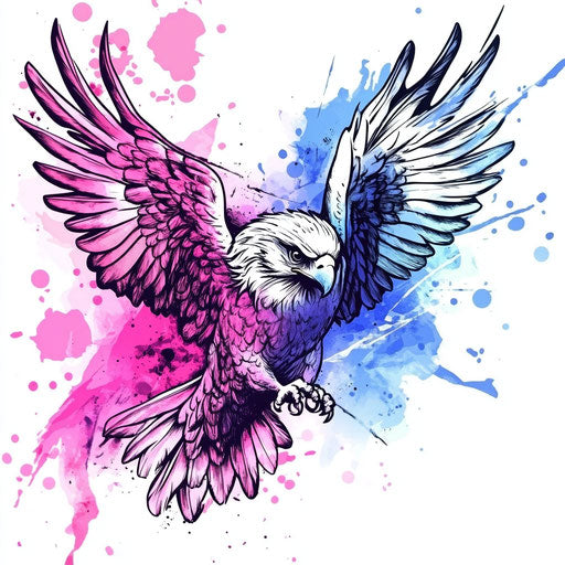 Eagle hand tattoo with watercolor splash effect