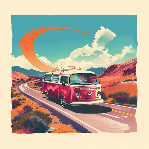 Realistic road trip clip art on flat white background