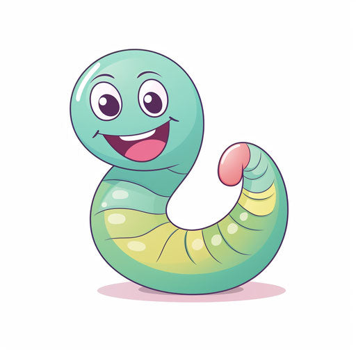 Illustration of worm in Pastel Colors Art style, on white background