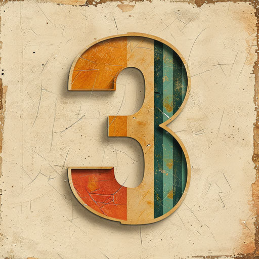 3D logo with vintage fonts and retro colors on textured beige background