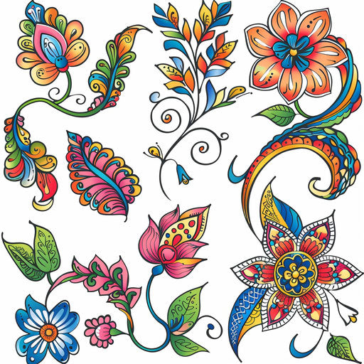 Vibrant sketch of summer henna designs