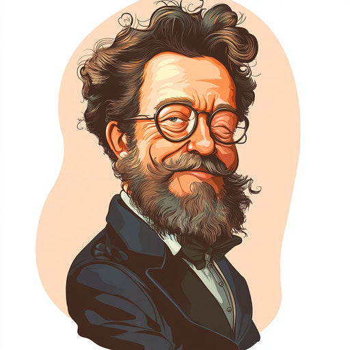 Humorous caricature of human-like clipart with exaggerated features