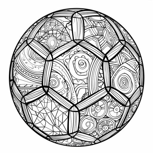 An intricate soccer ball design. Coloring book page