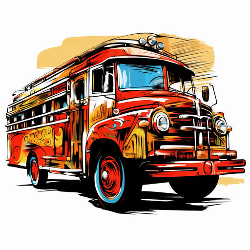 Jeepney clipart in the style of Chiaroscuro Art, on a white background