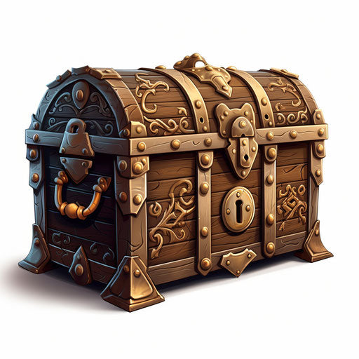 Chest illustration in the style of Chiaroscuro Art, on white background