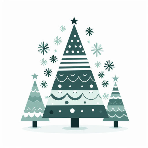 Minimalist Christmas tree illustration, on a white background
