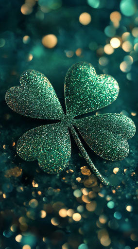 Shamrock with glitter, St. Patrick's Day aesthetic, phone wallpaper 29:52