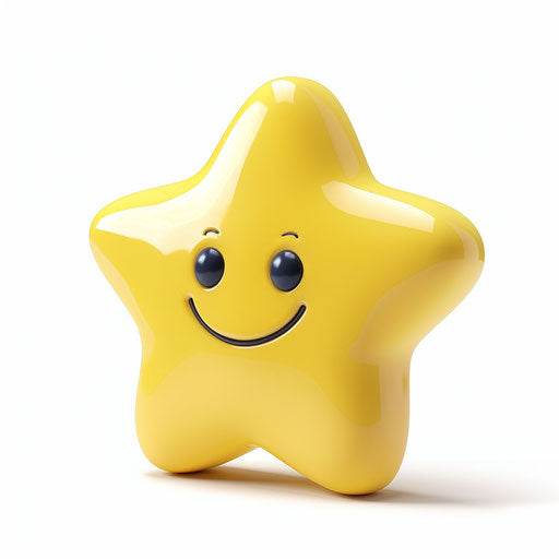 Star with a happy smiley face and smiley face icon isolated on white background