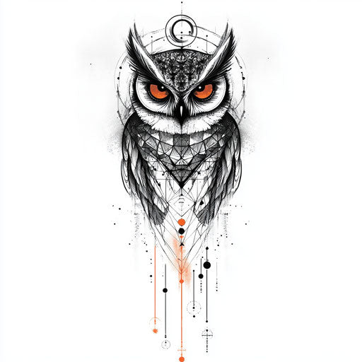 Stylish forearm tattoo design with geometric owl