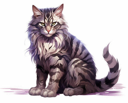 Energetic striped feline with bold style on white background