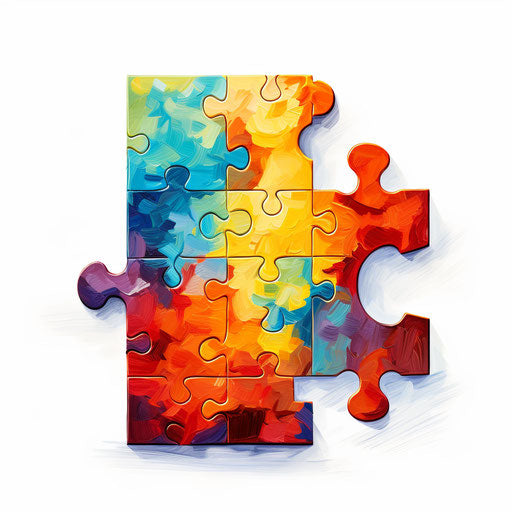 Puzzle piece in the style of Oil painting