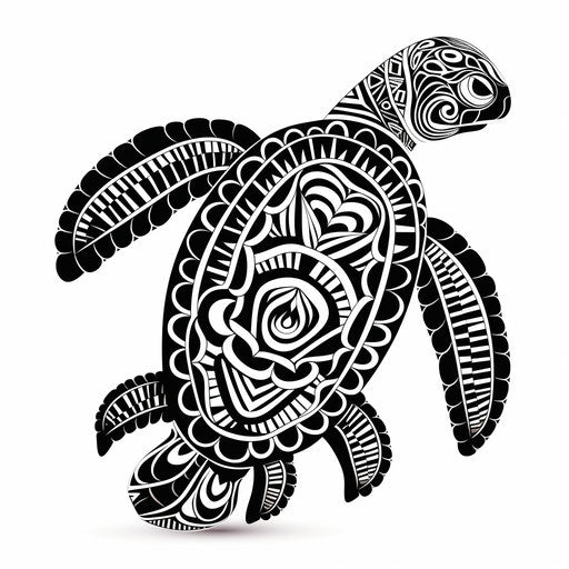 Person turtle in ethnic pattern in black and white