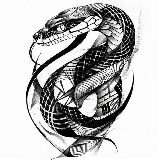 Abstract black mamba patterns, geometric monochrome style