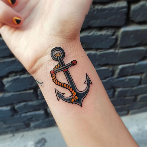 Anchor wrist tattoo Sailor Jerry style
