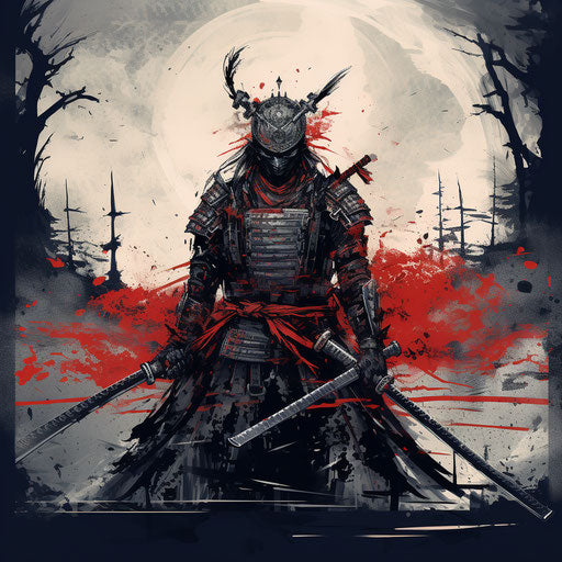 Samurai in inky shadows, nightmare sketches