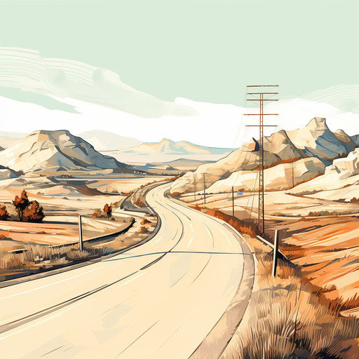 Highway clipart Oil painting style on white background