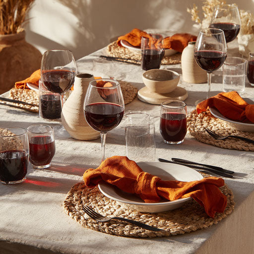 A beautifully set table with multiple place settings