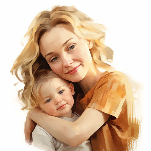 Mother illustration in the style of an oil painting on white background