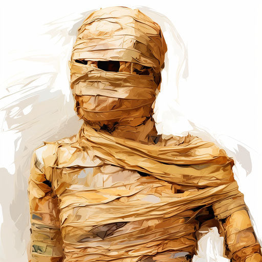 Mummy clipart in the style of Impressionistic Art, on white background