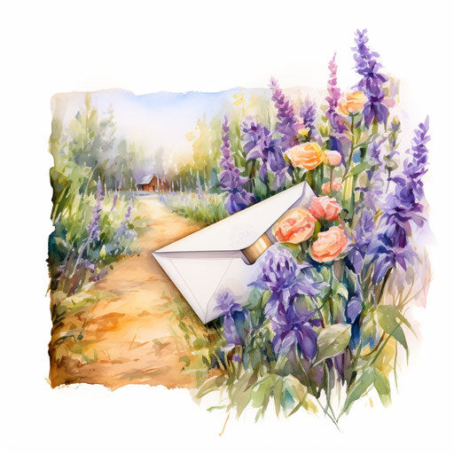 Envelope clipart in the style of Impressionistic Art, on a white background