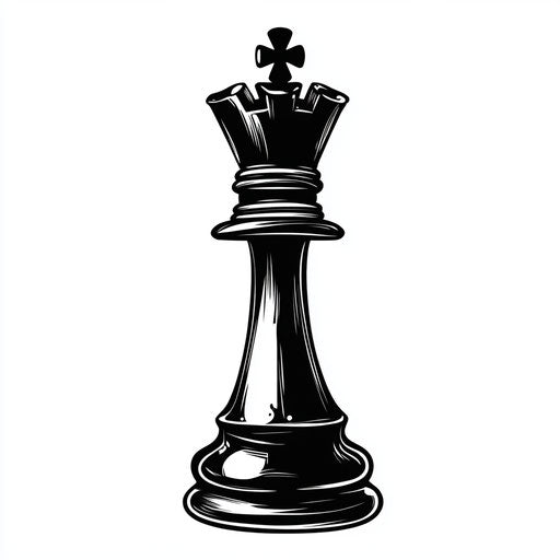 Elegant Queen Chess Piece Tattoo Sketch in Black Ink