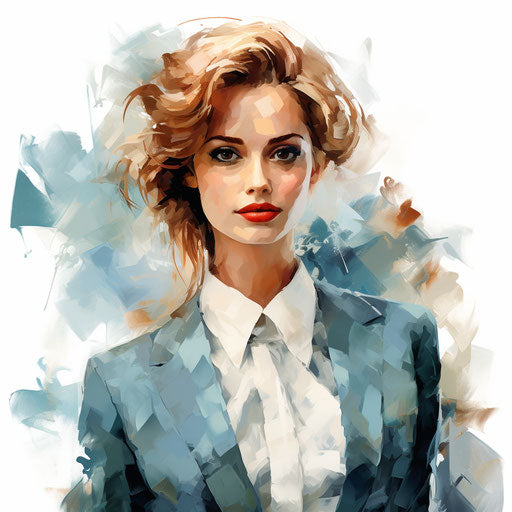 Business woman clipart in Impressionistic Art style on white background