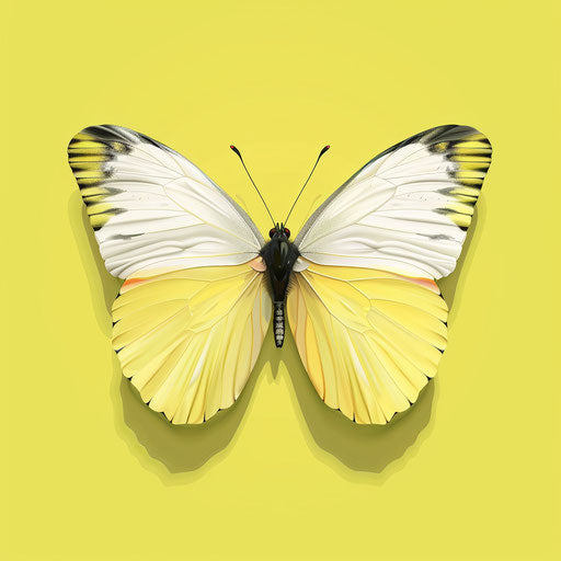 Realistic butterfly clipart on chartreuse background, vibrant details