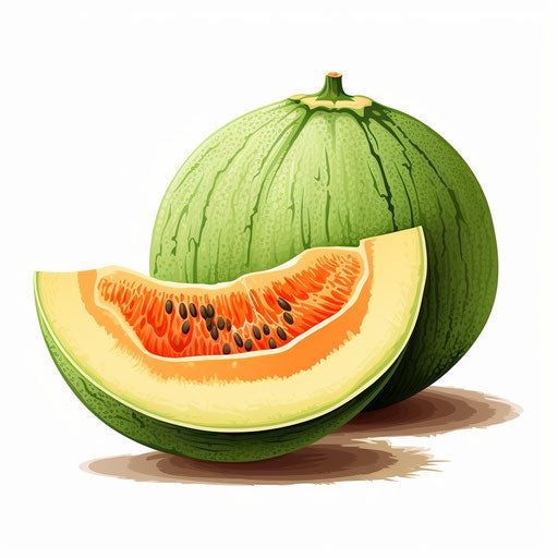 Melon clipart in the style of Chiaroscuro Art, on a white background