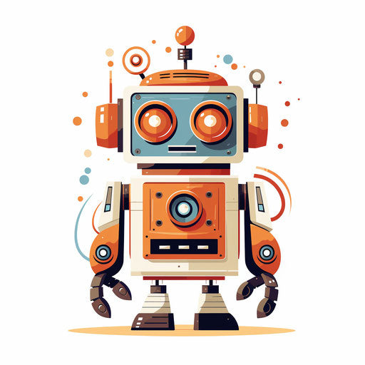 Minimalist style robot clipart on white background