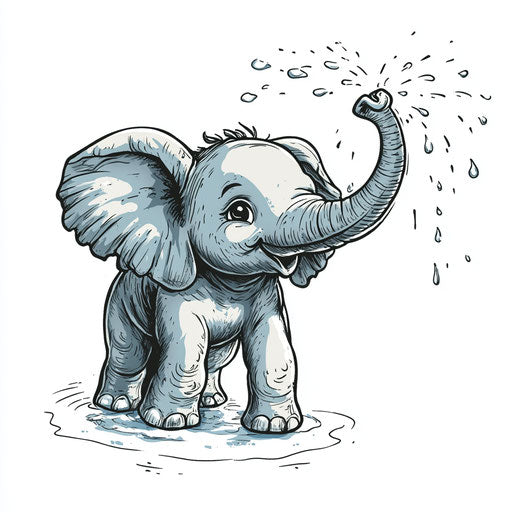 Small elephant tattoo clipart style with playful elephant