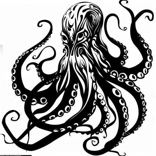 Bold black tribal octopus tattoo design