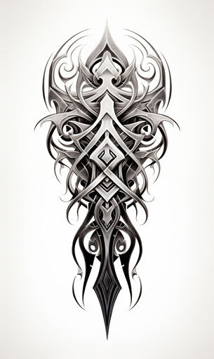Black and white tribal tattoo sketch, celtic style, bold lines