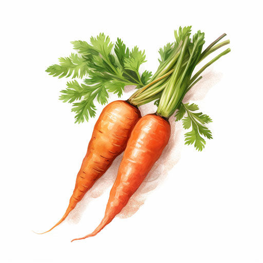 Carrot in Oil painting style on white background