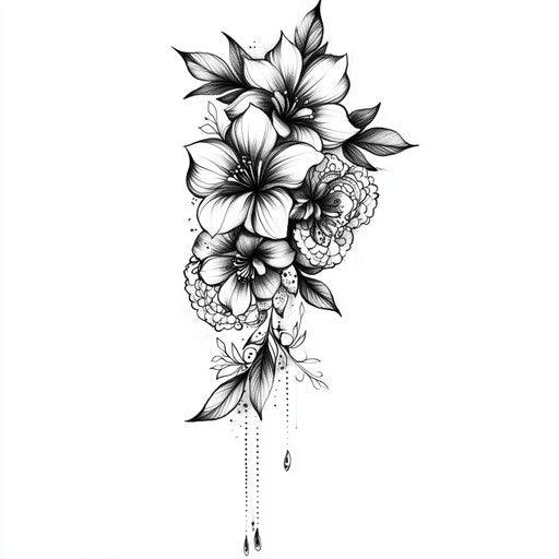 Beautiful flat tattoo sketch for female outer forearm