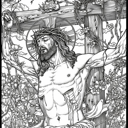 Detailed Jesus crucifixion with intricate details